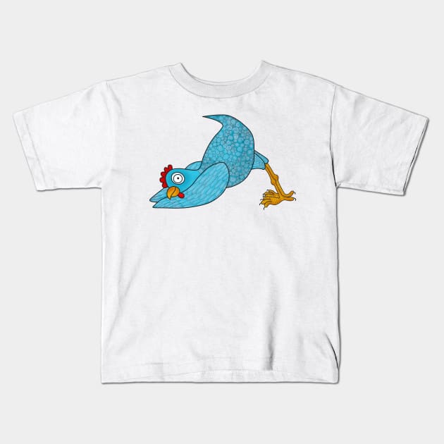 Downward Chicken Kids T-Shirt by SnailAndCo